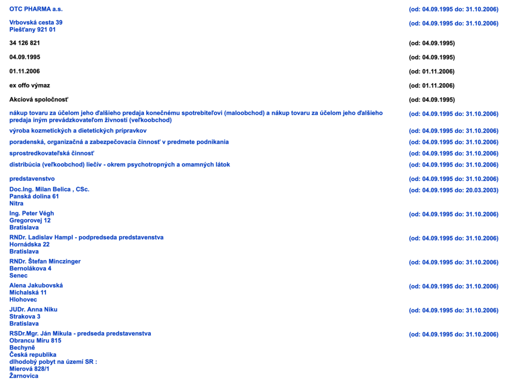 Výpis z obchodného registra